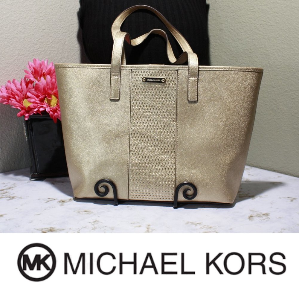 GOLDEN METALLIC LARGE MICHAEL KORS TOTE